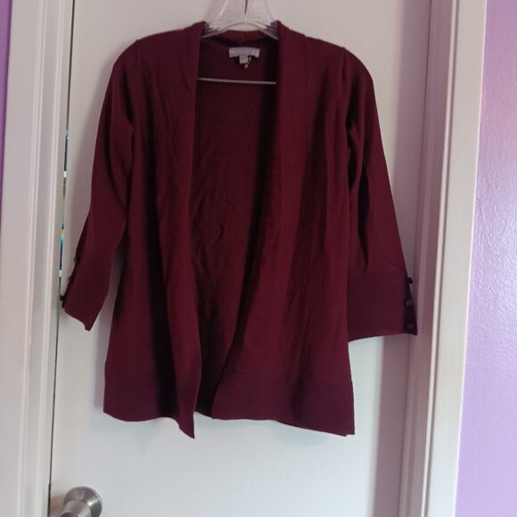 Women's Evolution by Cyrus Open Front Burgundy Cardigan Size XS NWOT - Picture 1 of 6